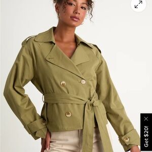 Lulu's Olive Double-Breasted Pea Coat